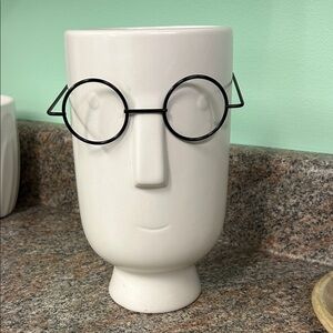 Face Mug with Black Glasses Design